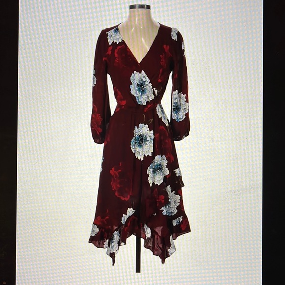 Plenty by Tracy Reese Wine Floral Long Sleeve Dress - Picture 1 of 3